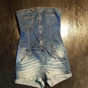 Denim romper jumpsuit onsie